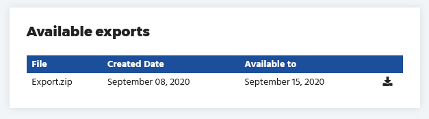 Available export list