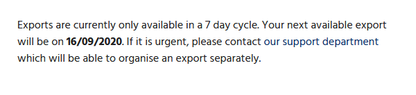 Export not available