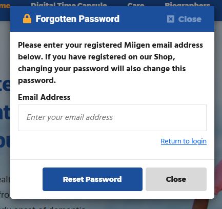 Reset Password on Miigen