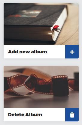 Add new album and delete album buttons