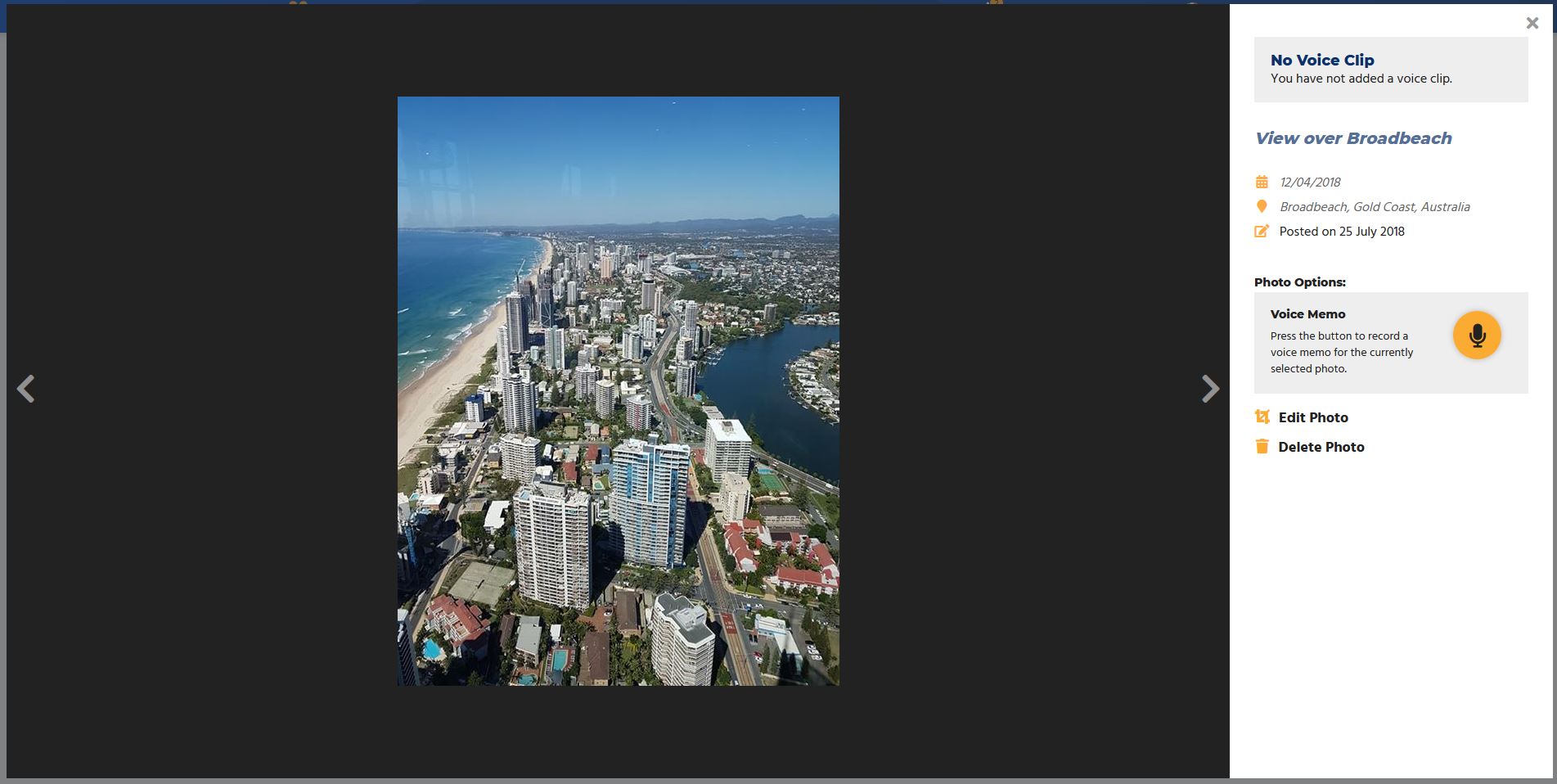 The Lightbox for viewing album photos